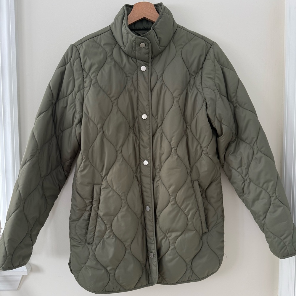 32 Degrees Heat Womens Tea Leaf Khaki Olive Green Quilted Jacket Size S - Picture 2 of 10